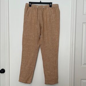 Lilly Pulitzer Tan Straight-Leg 100% Linen Drawstring Pants size Large